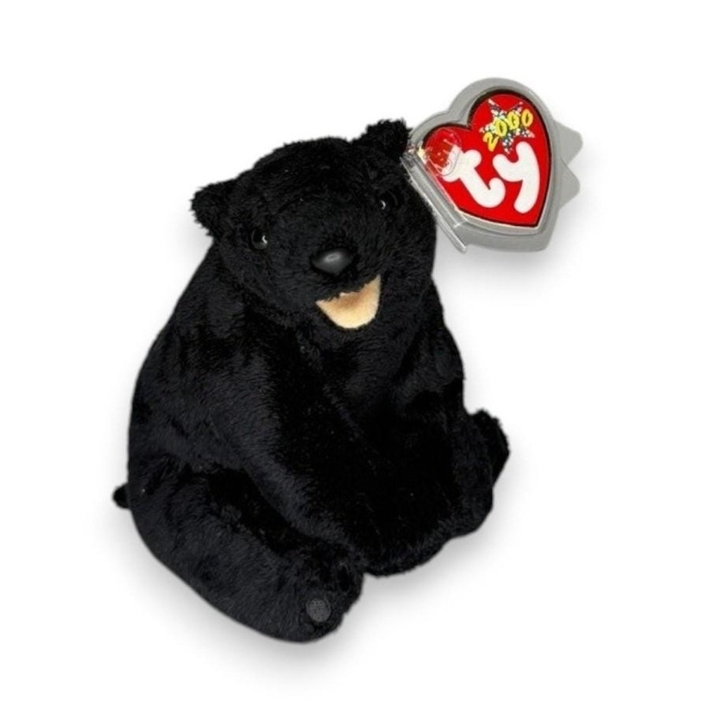 Cinders the Bear | Midnight Woodland Bear | Mint Heart Tag TY Beanie Baby